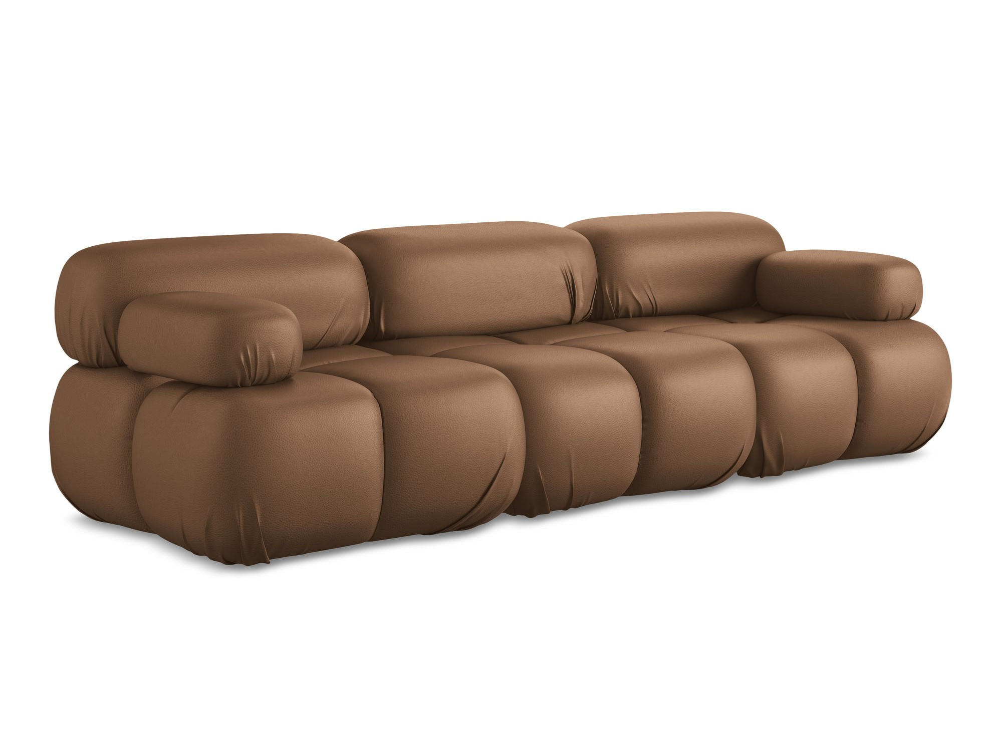 3-SITZER SOFA Kunstleder Braun - Lila/Schwarz, Leder/Kunststoff (285/70/96cm) - Makamii