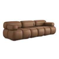3-SITZER SOFA Kunstleder Braun - Lila/Schwarz, Leder/Kunststoff (285/70/96cm) - Makamii