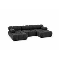 ECKSOFA U-Form, Stoff Bouclé Abriamo, Graphit, Selia U - Graphitfarben, Holz (285/70/160cm) - Kaiser Möbel