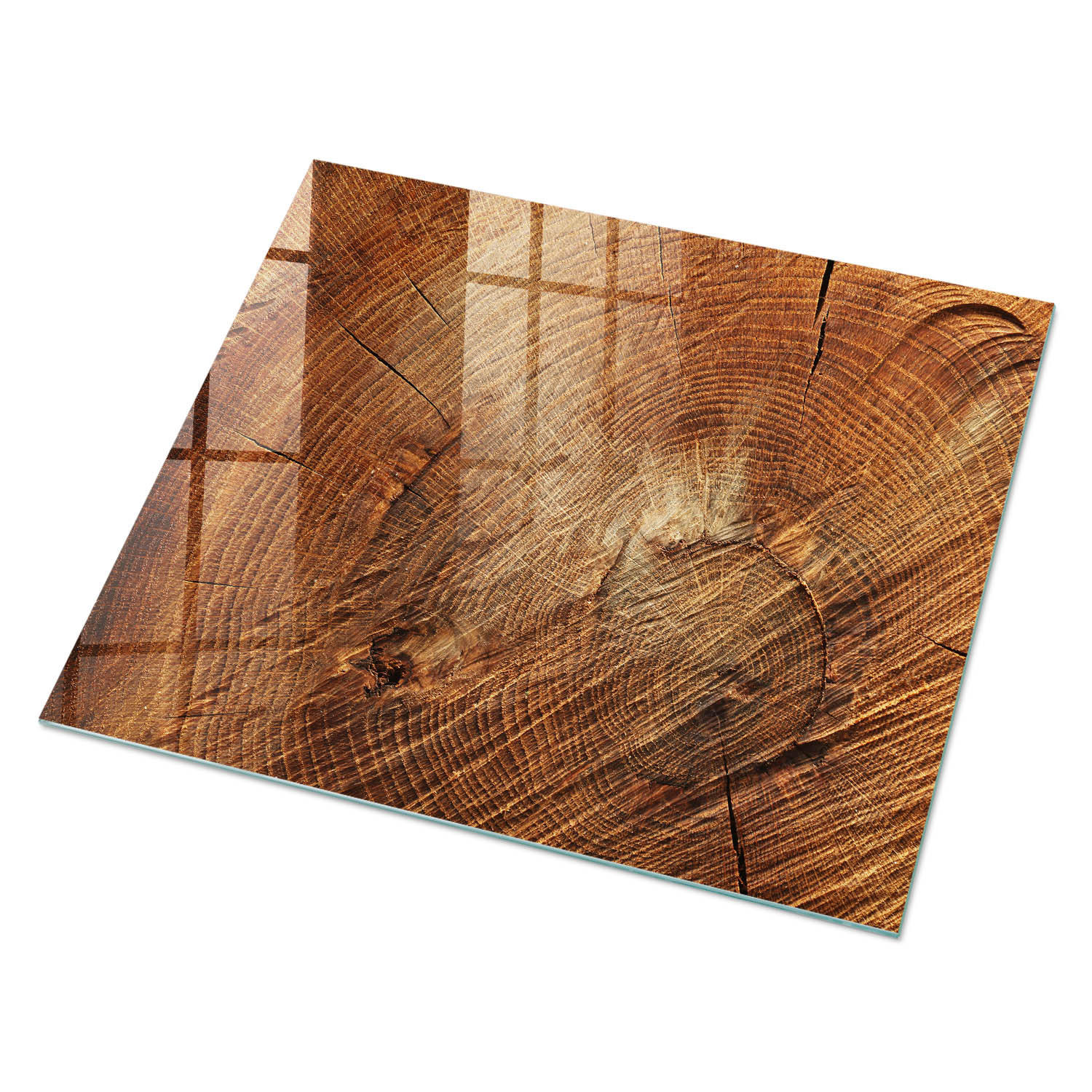 GLASPLATTE 80x60 cm – Holzringe - Braun, Glas (0.4/80/60cm) - ArtPrintCave
