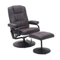 MASSAGESESSEL in Braun mit Hocker, 360° drehbar und frei verstellbarer Rückenlehne,77/84/95 cm - Braun, Metall (77/95/84cm) - Flora Grace