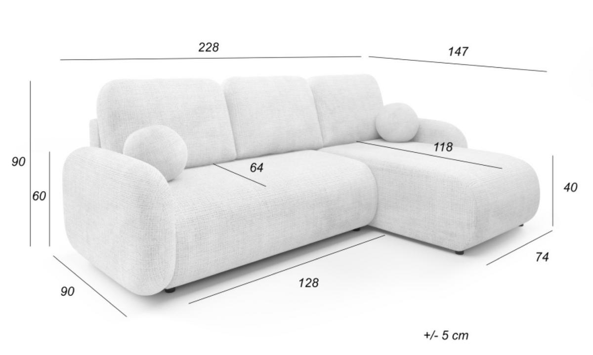 ECKSOFA Beige KOMA Mit Schlaffunktion - Beige, Textil (228/147cm) - Sepro Meble