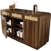 SIDEBOARD 120/40/85 cm aus MDF und Spanplatte mit Rattanfronten Nussbaum - Walnussfarben, Holzwerkstoff (120/85/40cm) - Modenvie