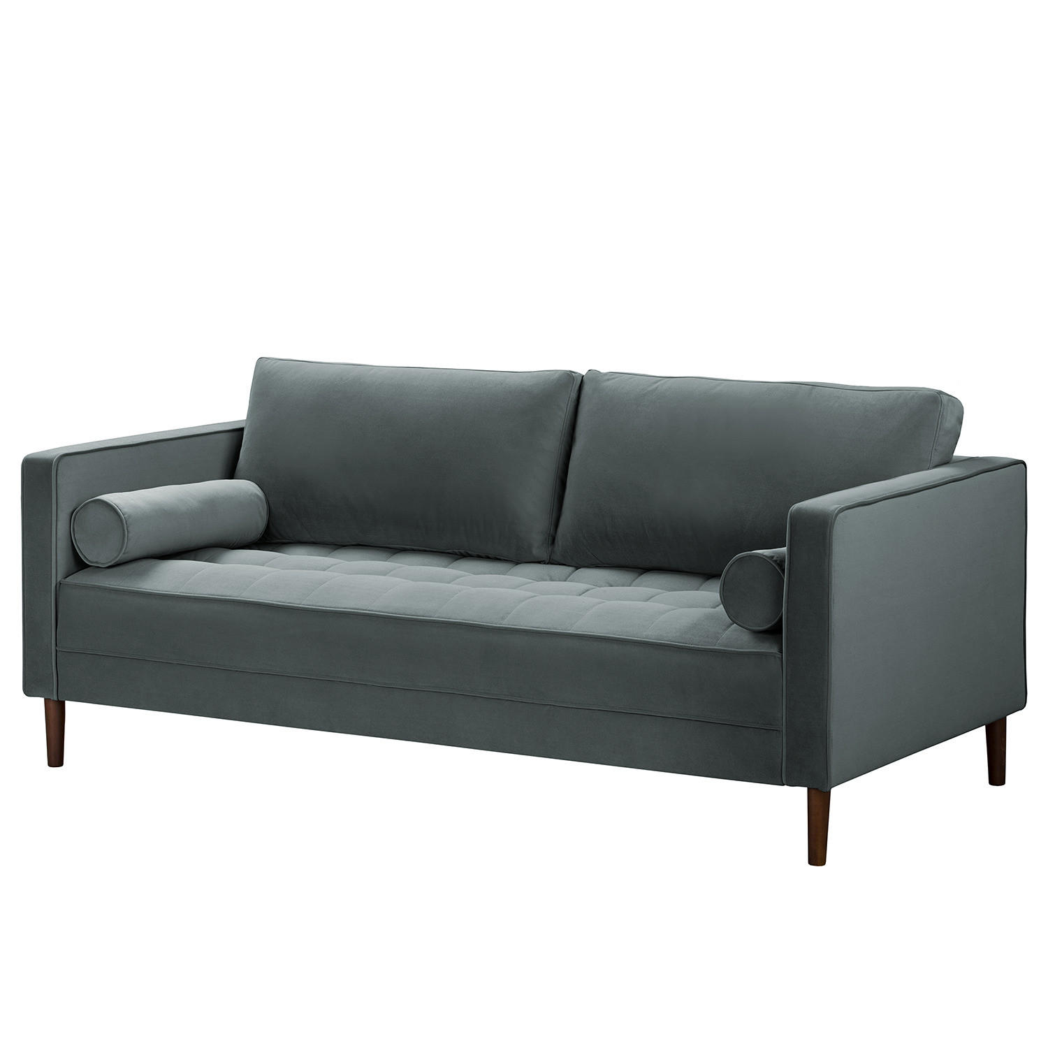 3-SITZER SOFA - Samt - Anthrazit, Textil (191/80/86cm) - home24