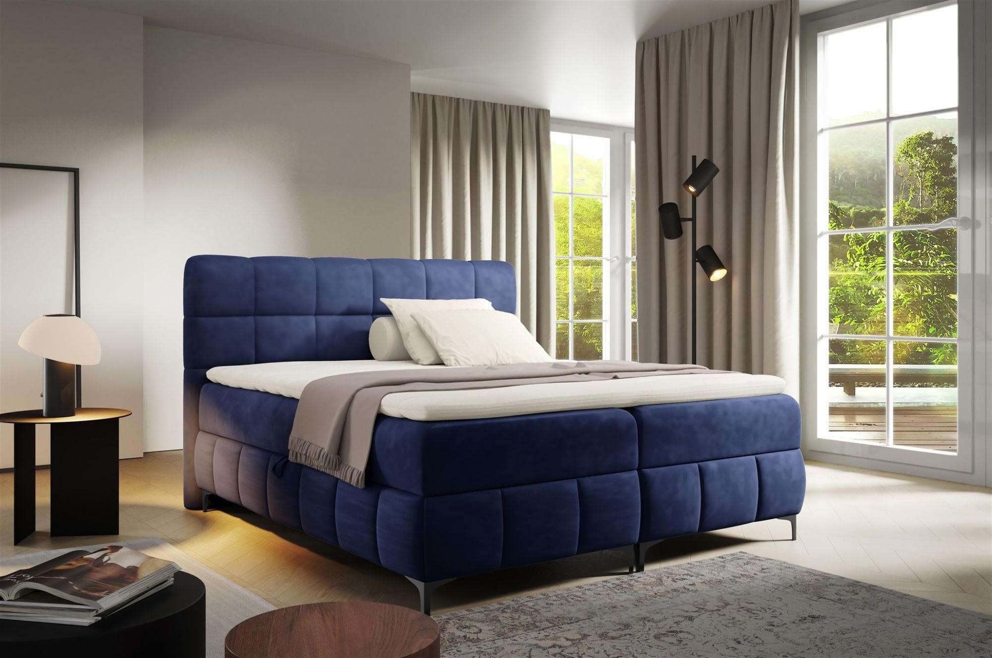 BOXBETT Sophie In Salvador - Dunkelblau, Holzwerkstoff/Textil (100/200cm) - Fun Möbel