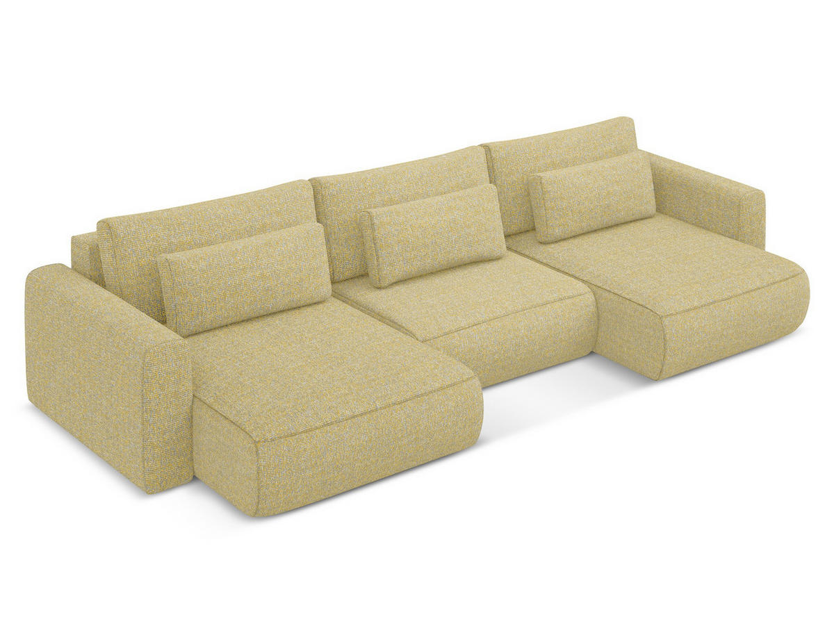 WOHNLANDSCHAFT Strukturstoff Stoff Gelb - Currygelb/Gelb, Kunststoff/Textil (340/82/149cm) - Makamii