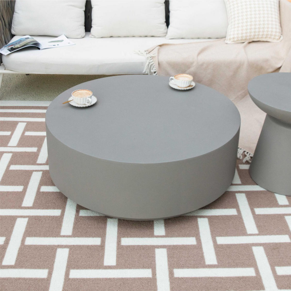 COUCHTISCH ROME Groß aus Beton 101 x 101 x 36 cm - Grau, Naturmaterialien (101/101/36cm) - Elementi