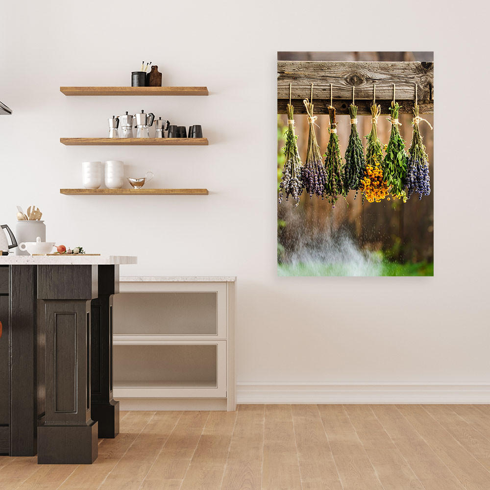 LEINWANDBILD Kräuter Gewürze Pflanzen 80x120cm - Multicolor, Textil (80/120cm) - Feeby