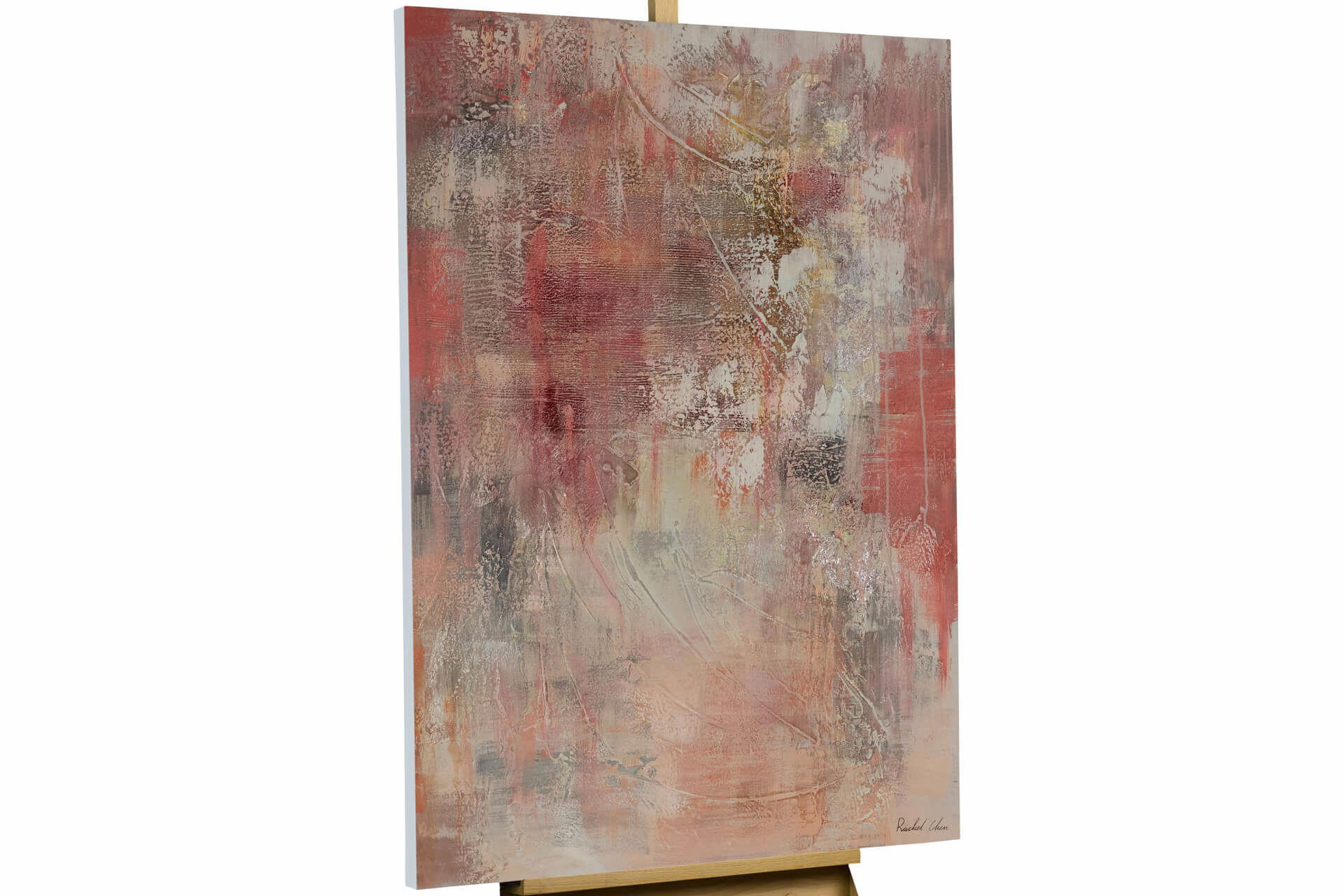 ACRYLBILD HANDGEMALT 80/120 cm - Pink/Rot, Holz/Textil (2.16/120cm) - KUNSTLOFT
