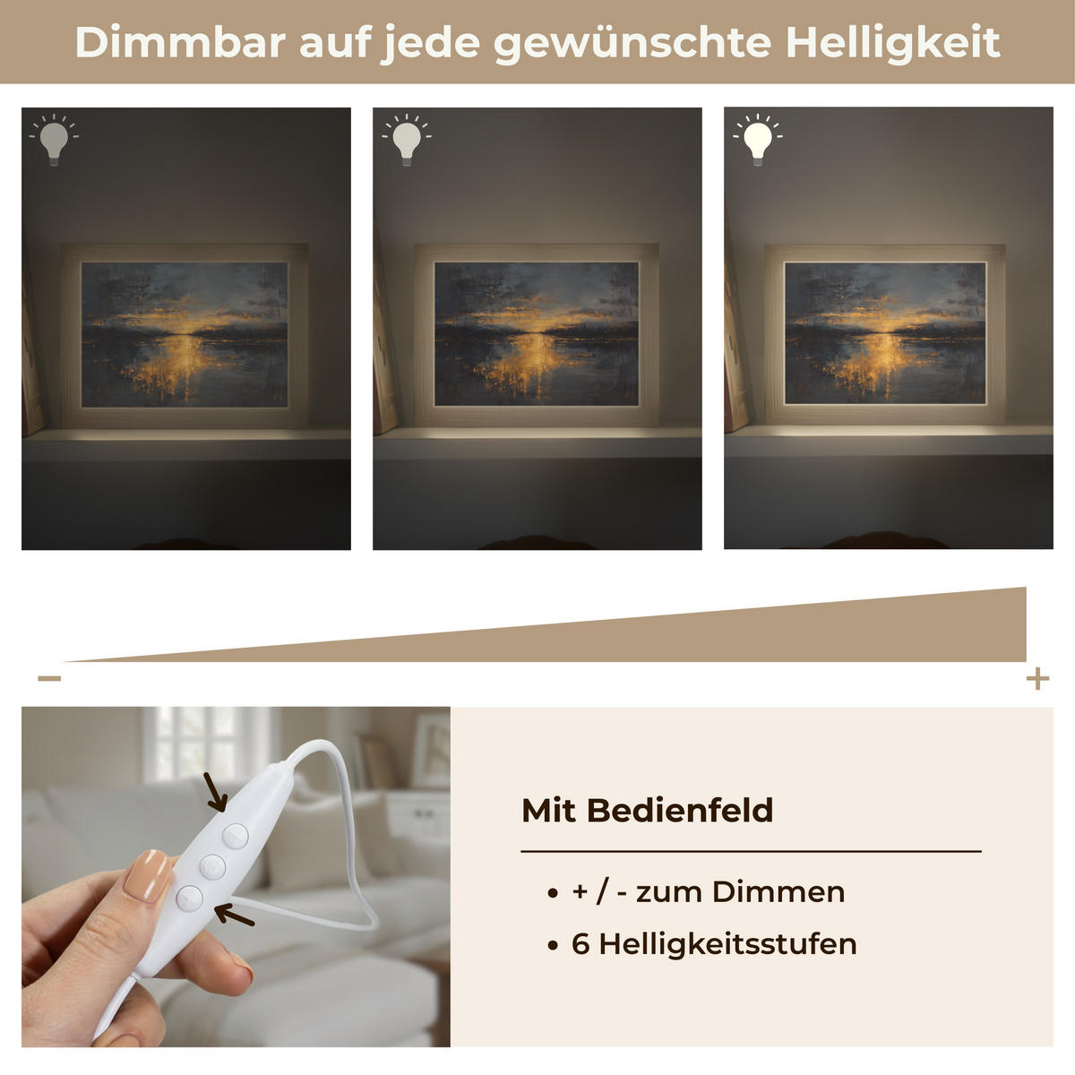 TISCHLEUCHTE Goldene Reflexion auf dem Wasser 20x15 cm - Beere, Holzwerkstoff (8/20/15cm) - OnlyWow