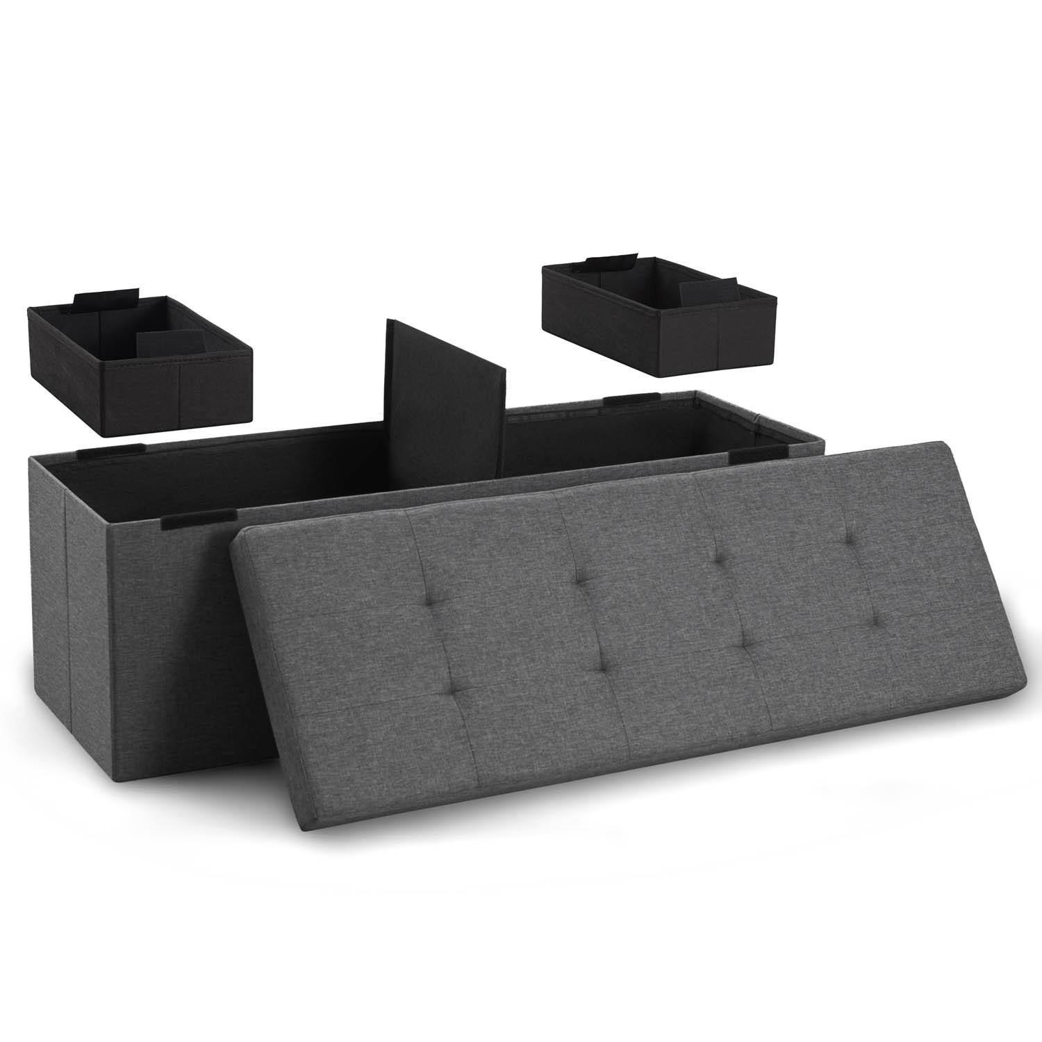 SITZBANK 110/38/38 cm + 2 extra Boxen, Dunkelgrau - Dunkelgrau, Kunststoff (38/38/110cm) - Blumtal