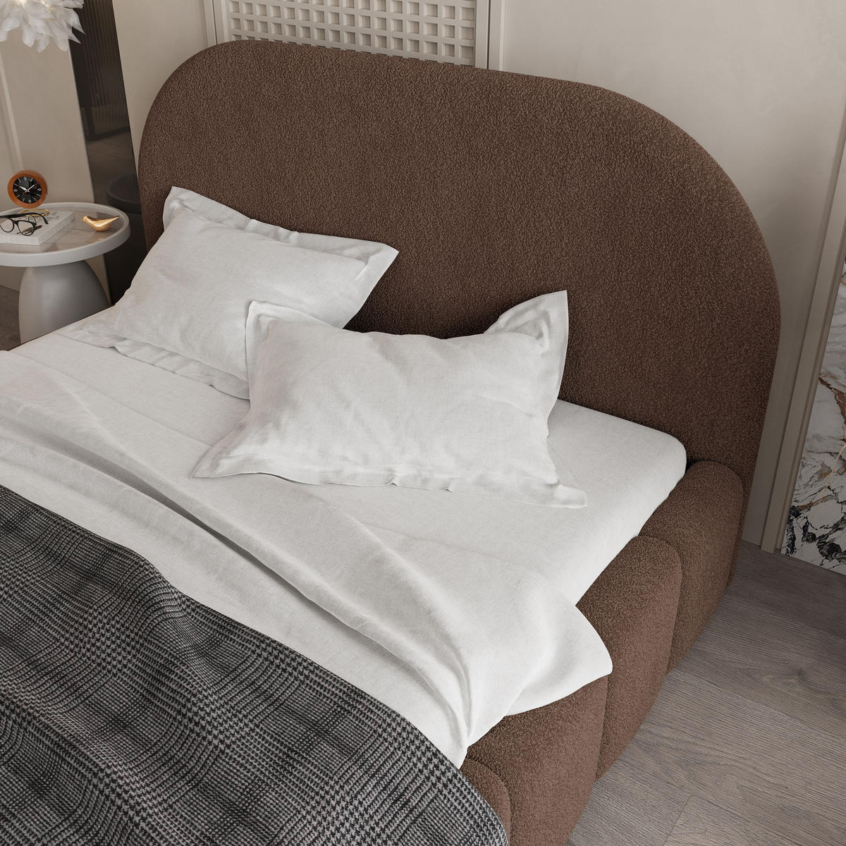 POLSTERBETT FLUSSO 120x200 cm mit Bettkästen - Braun - Braun, Holz (120/200cm) - MASSENO