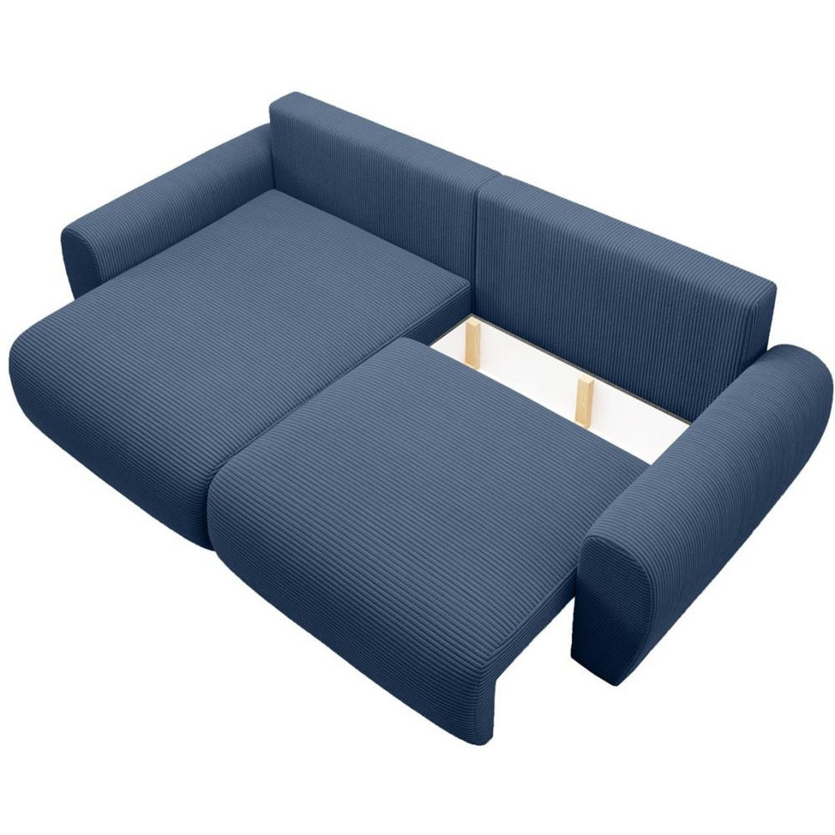 ECKSCHLAFSOFA Poss L dunkelblau links - Dunkelblau, Textil (253/153cm) - Beautysofa