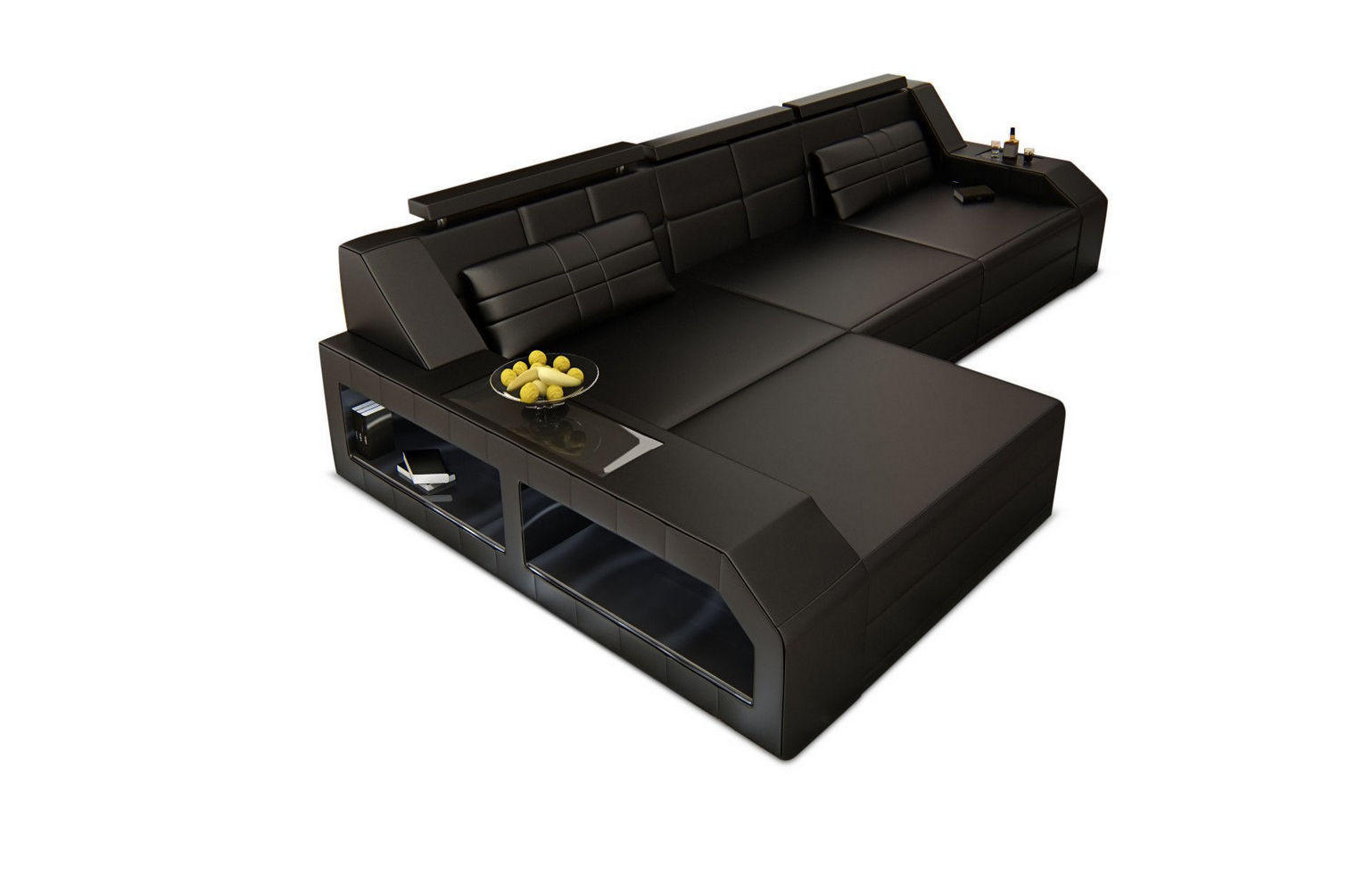 ECKSOFA Arezzo L - Schwarz, Leder (194/308cm) - Sofa Dreams