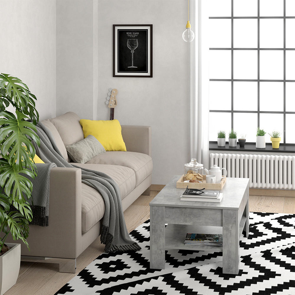 COUCHTISCH Milan Beton 92.2 x 65 cm - Grau, Holzwerkstoff (65/92.2/48cm) - Vicco