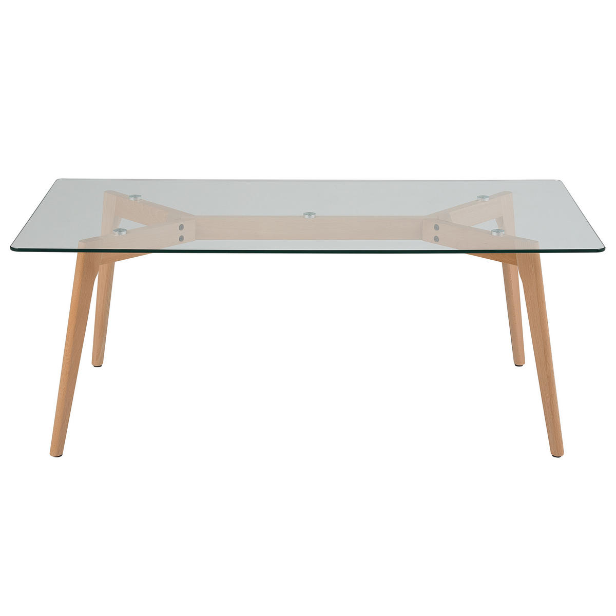 COUCHTISCH rechteckig Glas 60/120 cm Hudson - Hellbraun/Transparent, Glas (60/120/46cm) - Beliani