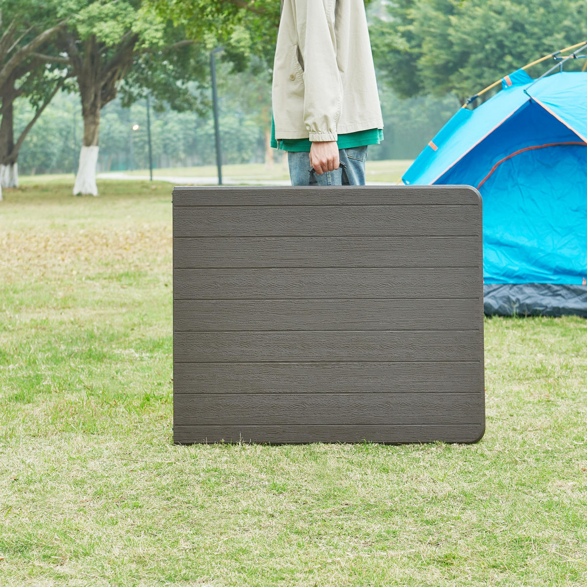 KLAPPTISCH Lillestrøm - Dunkelbraun, Kunststoff/Metall (75/180/72cm) - [en.casa]