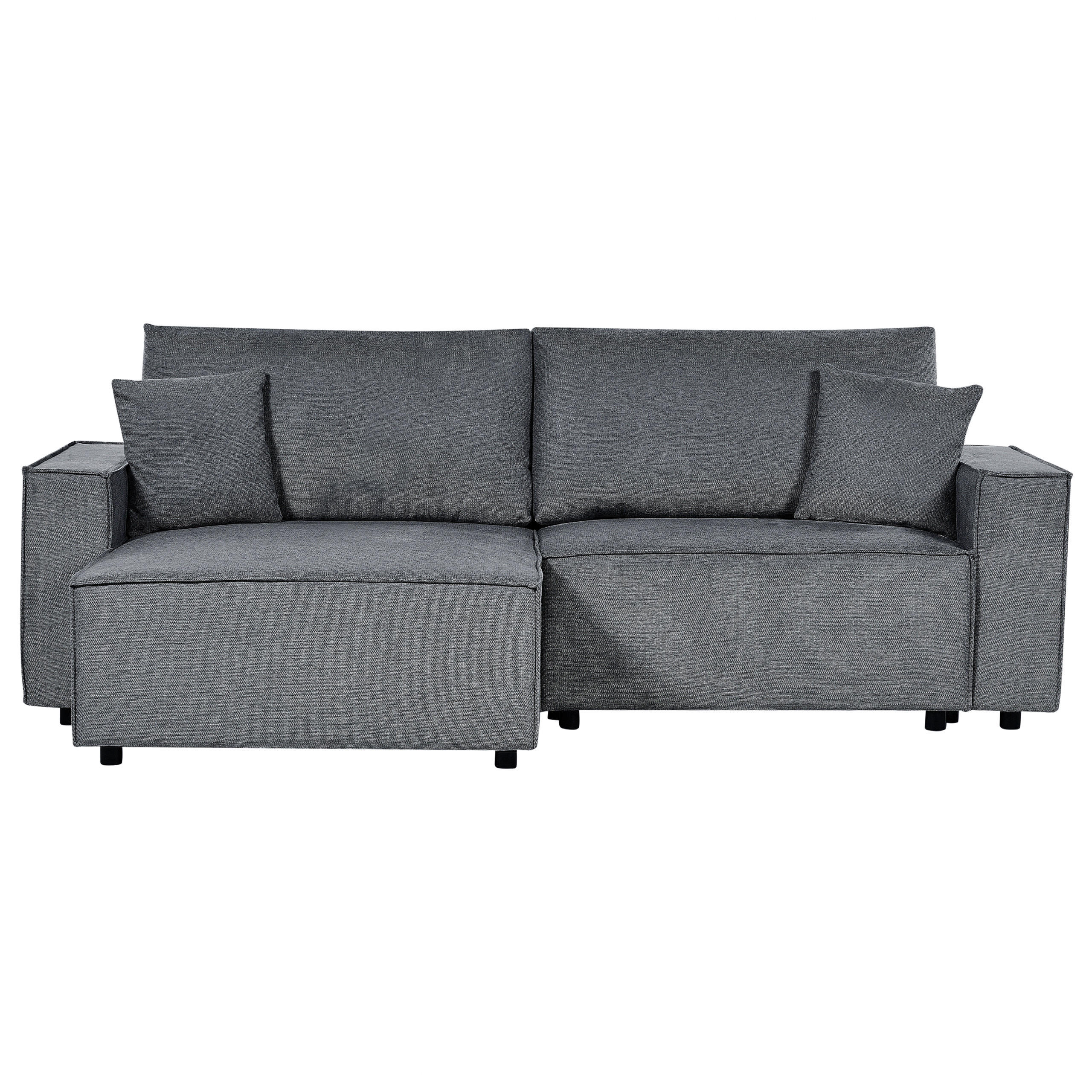3-SITZER-ECKSOFA dunkelgrau linksseitig mit Schlaffunktion Stauraum Karila - Dunkelgrau, Textil (250/150cm) - Beliani