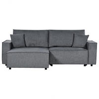 3-SITZER-ECKSOFA dunkelgrau linksseitig mit Schlaffunktion Stauraum Karila - Dunkelgrau, Textil (250/150cm) - Beliani