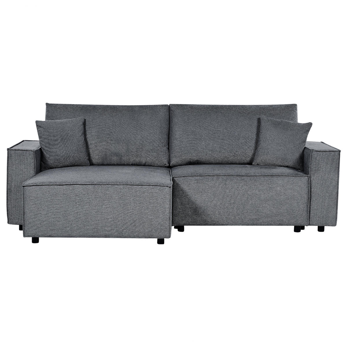 3-SITZER-ECKSOFA dunkelgrau linksseitig mit Schlaffunktion Stauraum Karila - Dunkelgrau, Textil (250/150cm) - Beliani