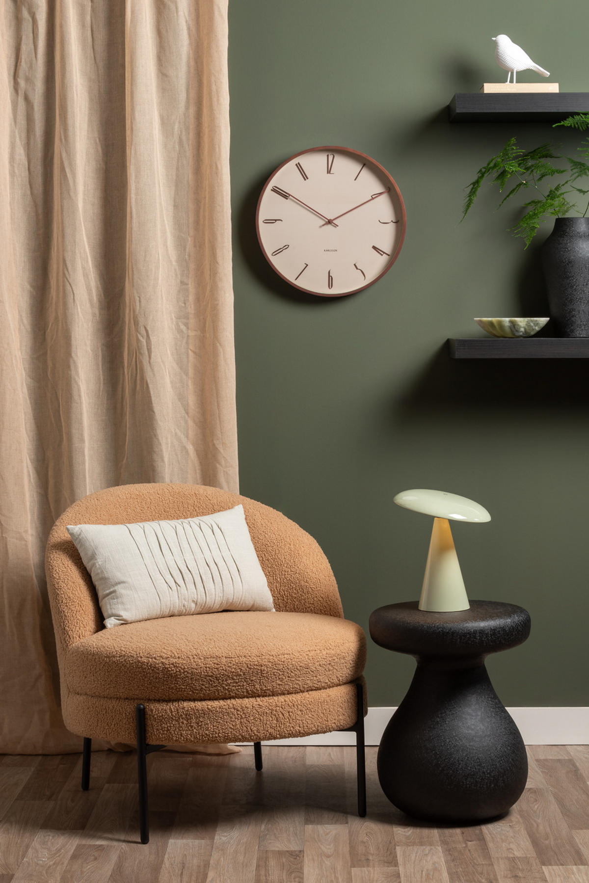 SCHALE Flower 20/20/5 cm - Grün, Naturmaterialien (20/5cm) - Present Time