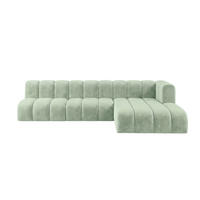 ECKSOFA Modulares In L-Form, Velvet-Stoff Riviera, Mintz, Rechts, GRAND 295 cm - Mintgrün, Holz (295/179cm) - Kaiser Möbel