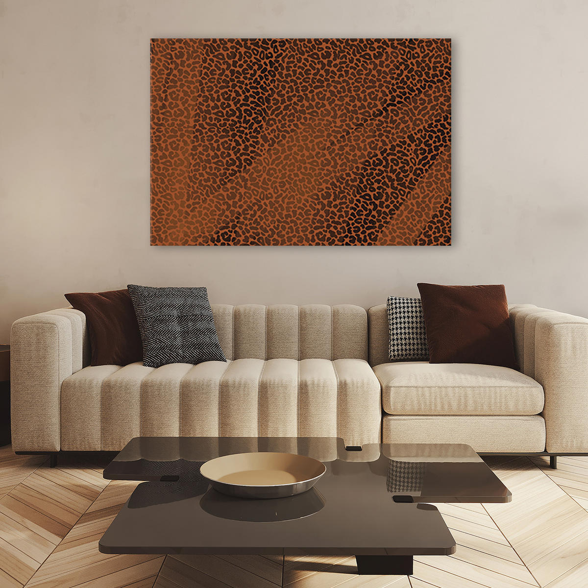 WANDBILD leopard pelfpatches muster - Rot, Textil (60/40cm) - Feeby