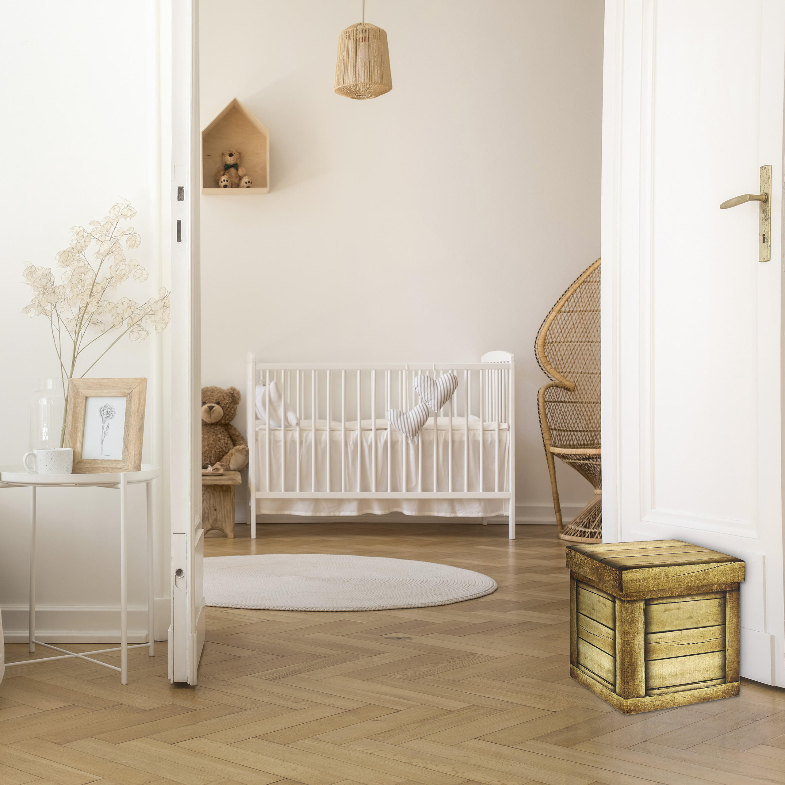 SITZHOCKER - Braun, Holzwerkstoff/Textil (37.5/38/37.5cm) - Relaxdays