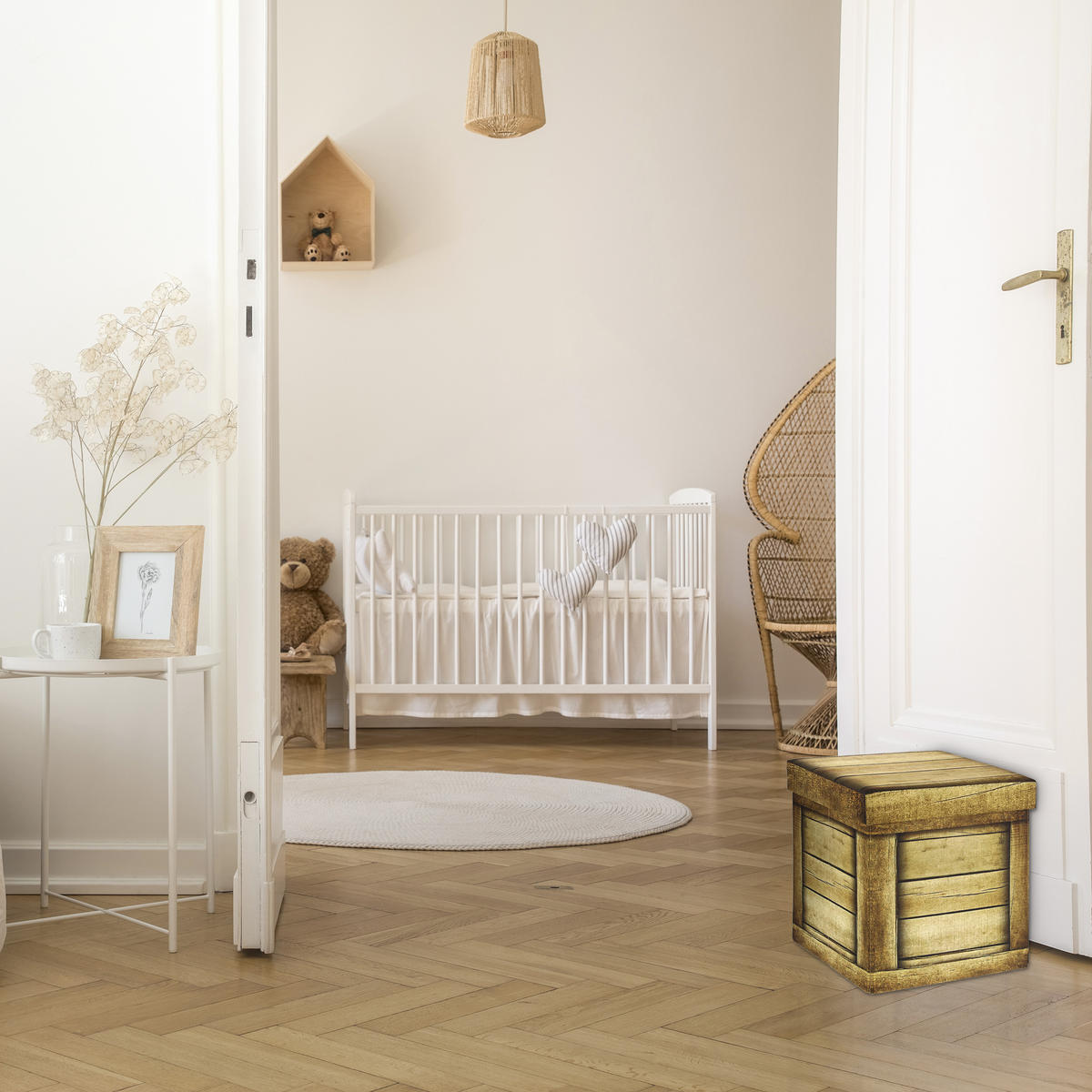 SITZHOCKER - Braun, Holzwerkstoff/Textil (37.5/38/37.5cm) - Relaxdays