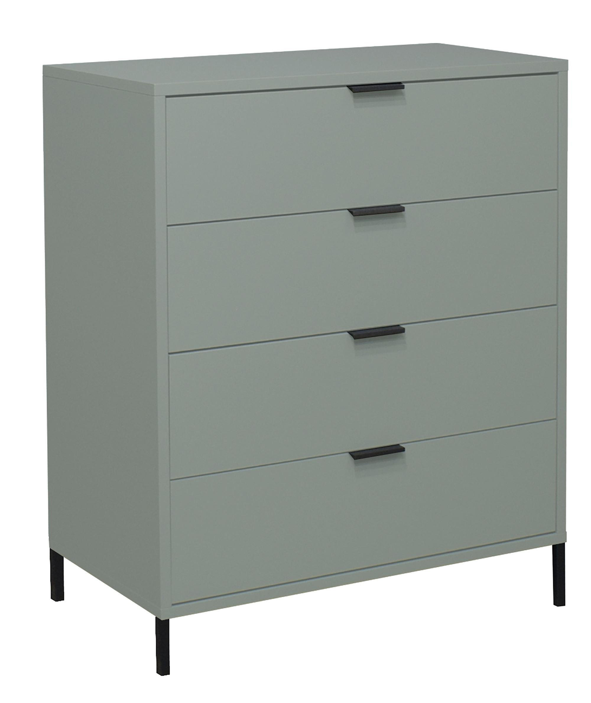 KOMMODE Erna 81x45x102 Pinie Green matt Lack - Grün, Holzwerkstoff (81/102/45cm) - 58aufmkessel