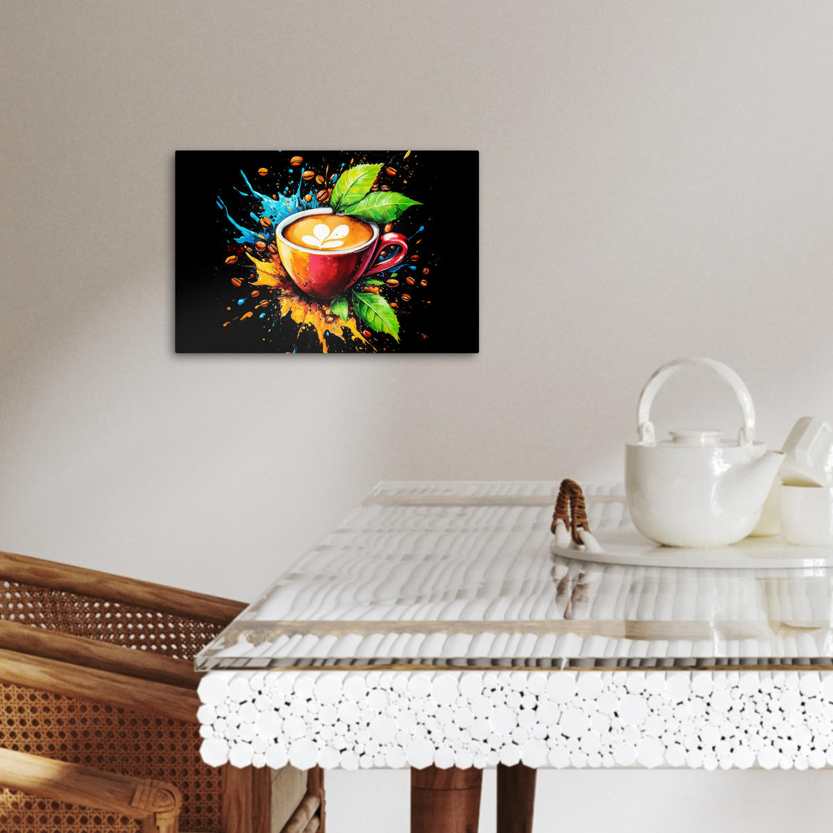 LEINWANDBILD Kaffee - Graffiti - Trinken - Abstrakt 30x20 cm - Mokka, Textil (30/20cm) - MuchoWow