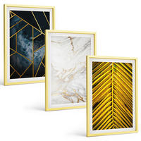 BILDER SET 3er Set - 40x60 cm Goldrahmen - Geometrische Muster und Vegetation - Goldfarben, Kunststoff (40/60cm) - TULUP