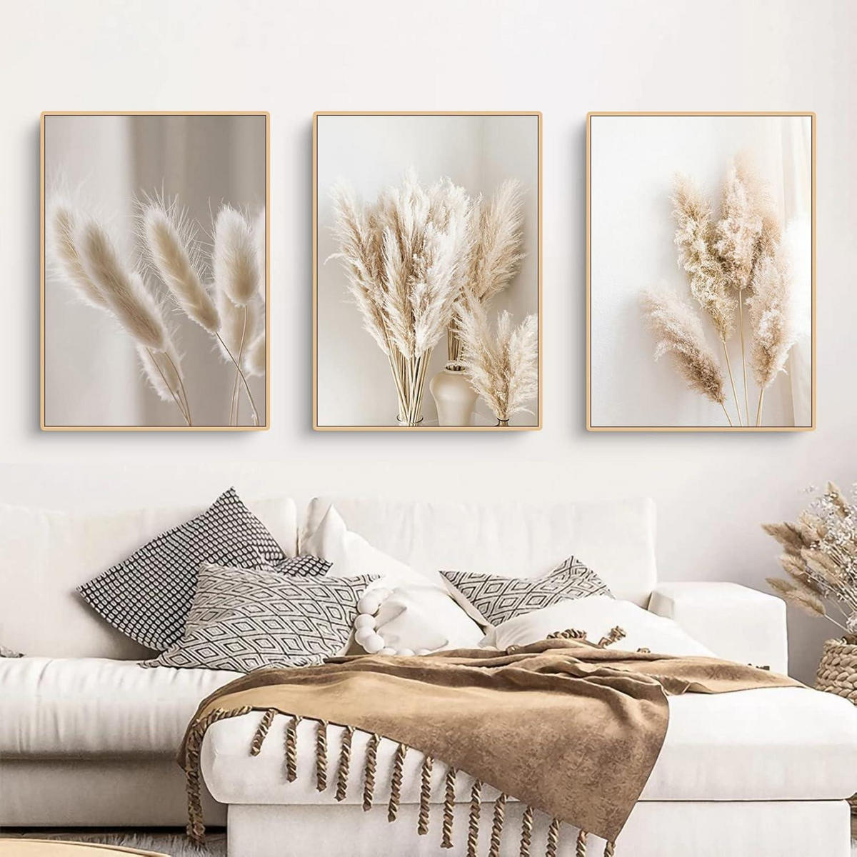 POSTER Set 3-teilig Schilf Natur 30x40 cm - Beige, Papier (30/0.1cm)