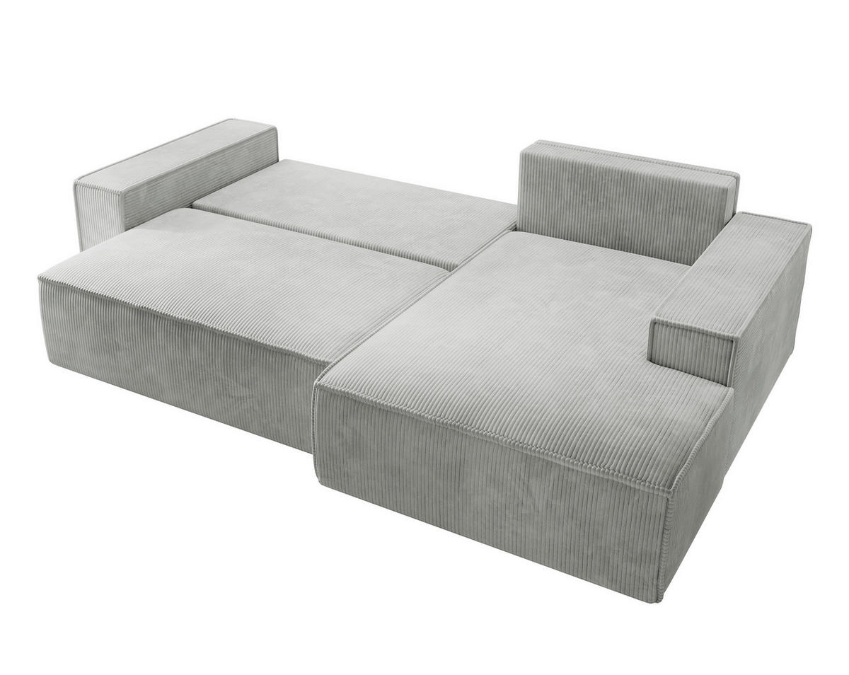 ECKSOFA Farese Hellgrau Cordbezug - Hellgrau/Schwarz, Kunststoff/Textil (267/167cm) - Selsey