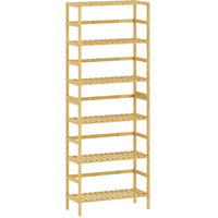 STANDREGAL 60/26/161 cm mit 6 Ebenen, verstellbaren Böden und Kippschutz, Bambus Natur - Naturfarben, Naturmaterialien (60/161/26cm) - Redom