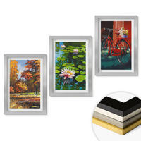 WANDBILDER 3er Set - 20x30 cm Silberner Rahmen - Herbstfarbene Lilienterrasse - Silberfarben, Kunststoff (20/30cm) - ArtPrintCave
