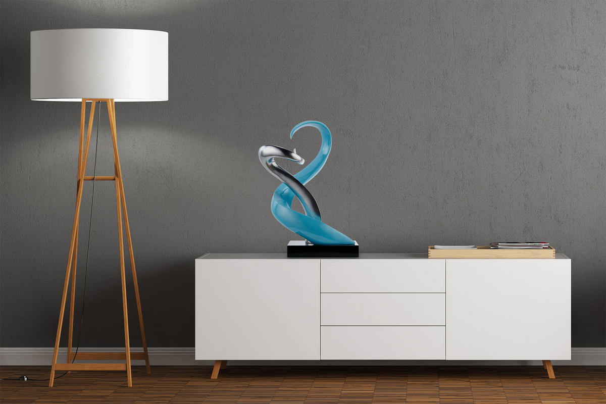 SKULPTUR Blau 45/63 cm - Blau/Silberfarben, Stein (8.75/63/28cm) - KUNSTLOFT