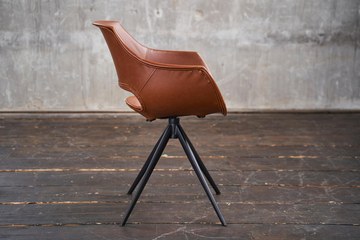 DREHSTUHL ZAJA Braun Kunstleder - Dunkelbraun/Braun, Leder (57/85/59cm) - KAWOLA