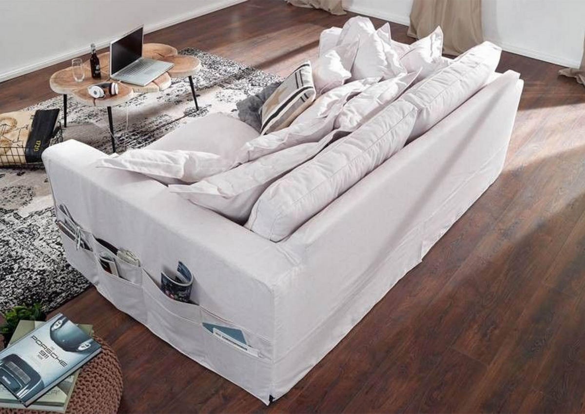 HUSSENSOFA 3-Sitzer 236x138x76 weiß KINGSTON - Weiß, Textil (236/76/138cm) - Massivmoebel24