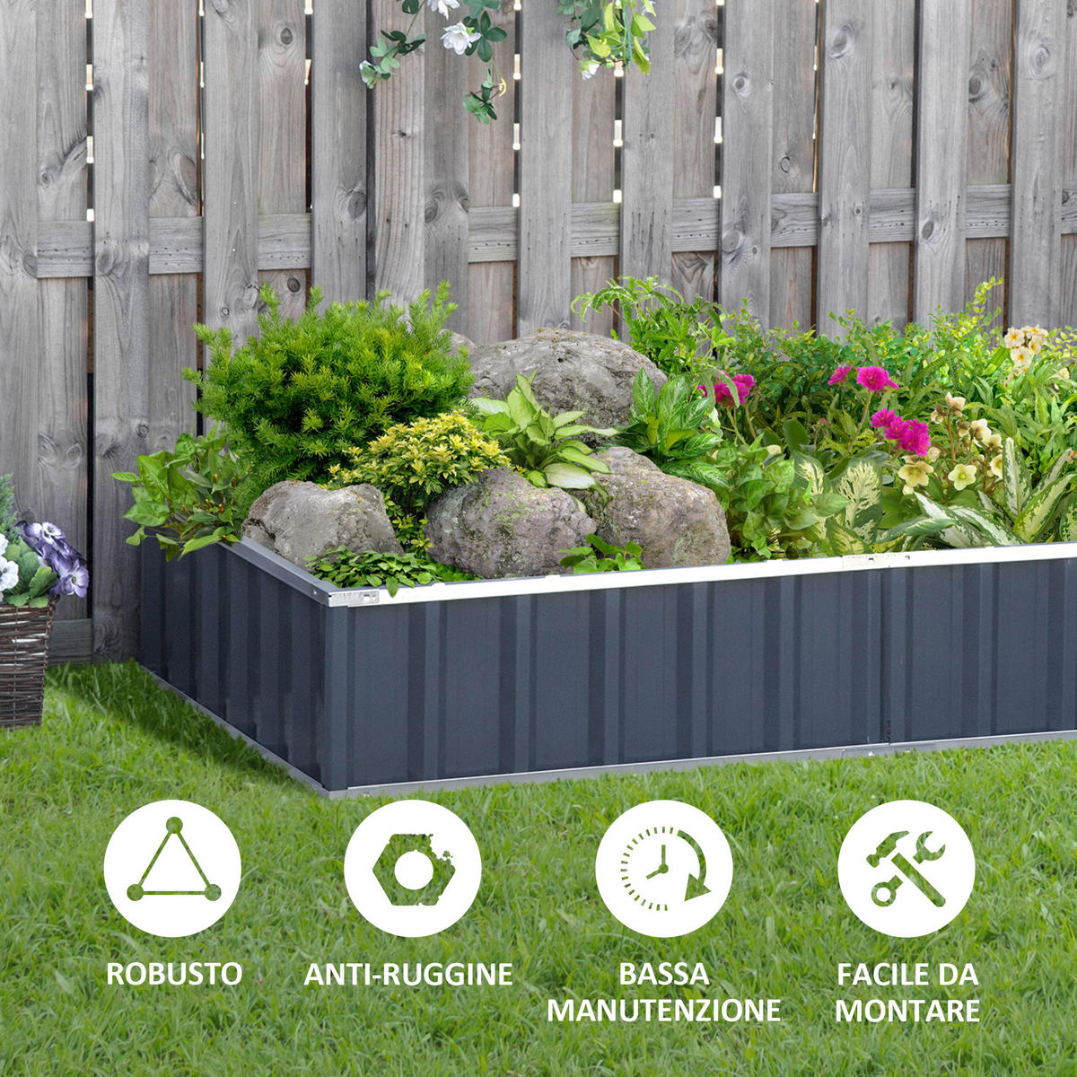 HOCHBEET, Stahl verstellbar, offener Boden, 174x90x30cm, wetterfest - Multicolor, Holzwerkstoff (174/30/90cm) - FORIOUS