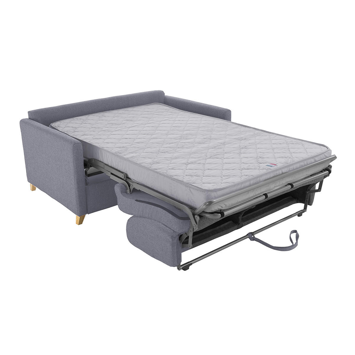 SCHLAFCOUCH Grau Matratze 13 cm 2-3-Sitzer SKANDY - Grau, Textil (95/95/158cm) - Miliboo