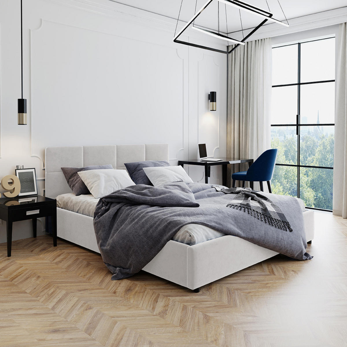 POLSTERBETT 140x200 cm in Samt beige - Beige, Textil (140/200cm) - Home Collective