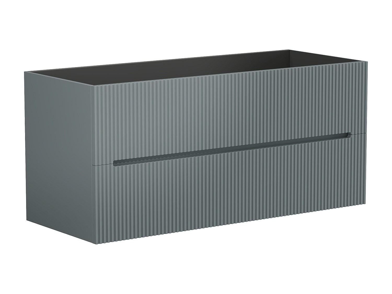 WASCHBECKENUNTERSCHRANK hängend - 120 cm - Grau gerippt - PAVANI - Grau, Holz (120/55/45.5cm) - Vente-Unique