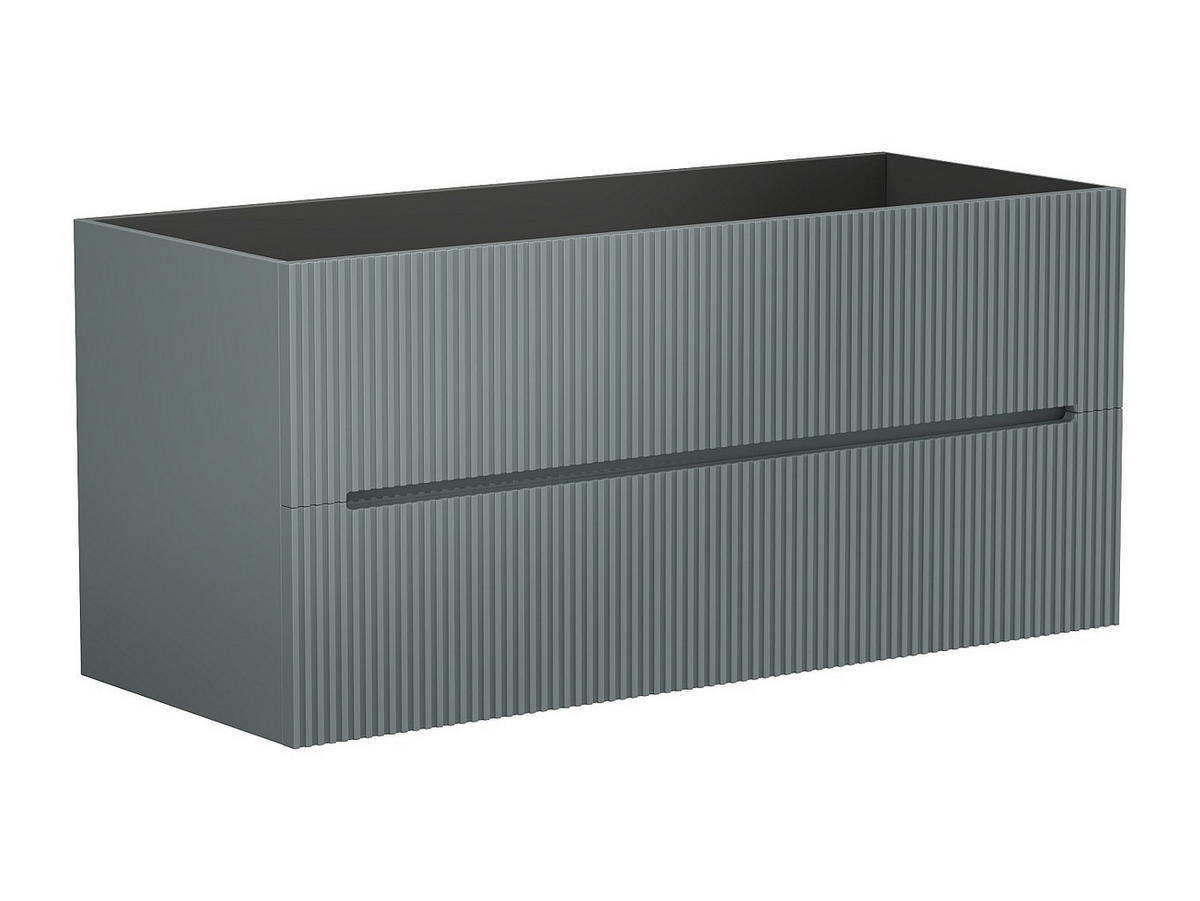 WASCHBECKENUNTERSCHRANK hängend - 120 cm - Grau gerippt - PAVANI - Grau, Holz (120/55/45.5cm) - Vente-Unique