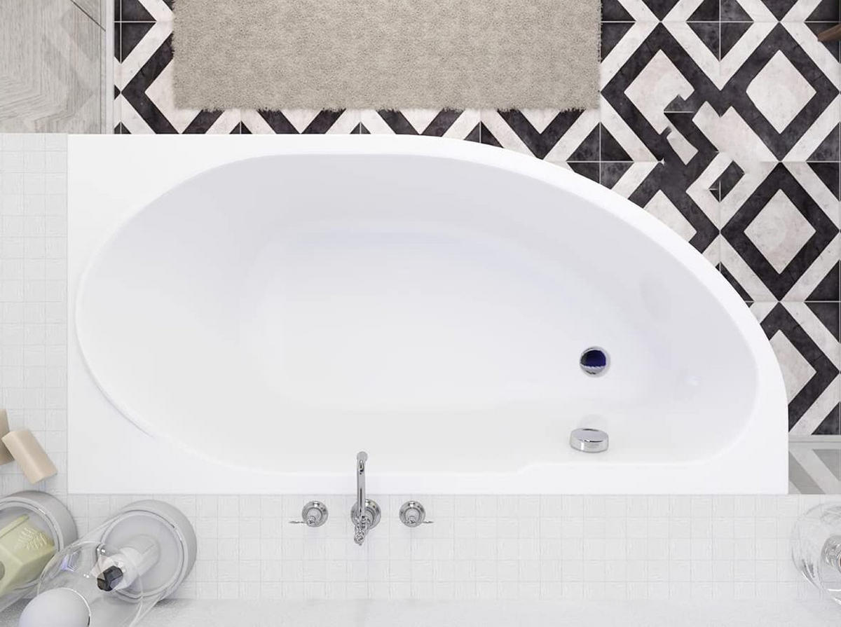 BADEWANNE Eckwanne MIKI 140/70 Rechts mit Styro Ablauf Füße - Weiß, Kunststoff (70/55.5/140cm) - bad land