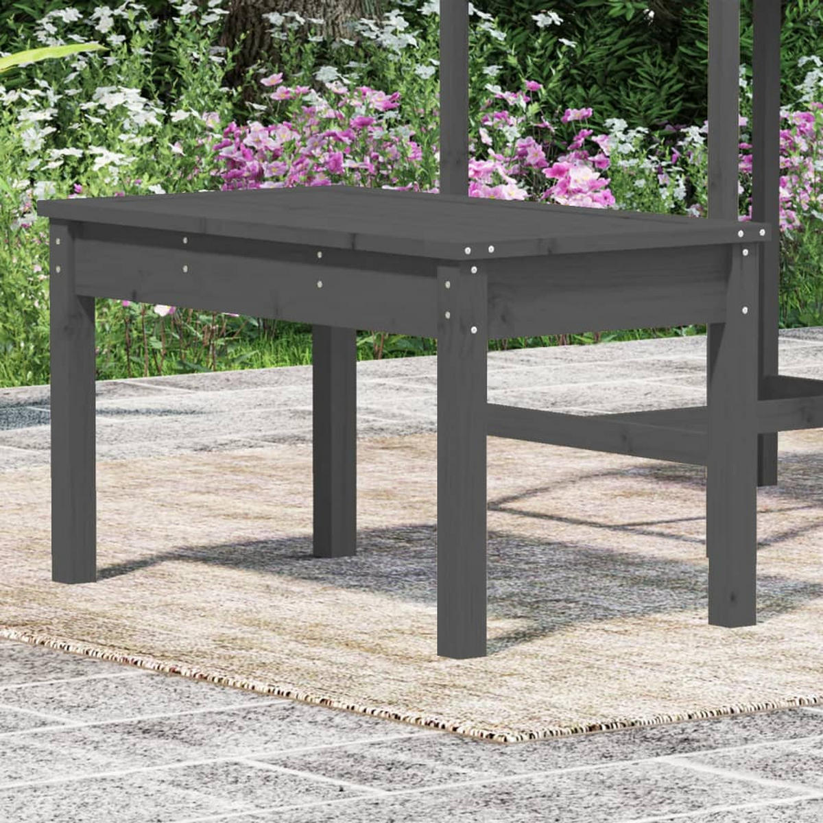 GARTENBANK Grau 80x44x45 cm Massivholz Kiefer - Grau, Holz (80/45/44cm) - furnicato