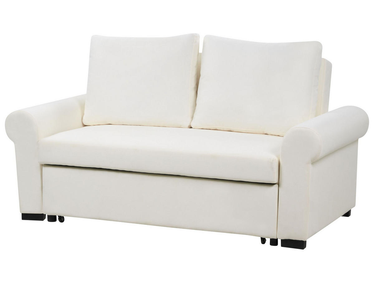 2-SITZER-SCHLAFSOFA Leinenoptikcreme Silda - Weiß, Textil (173/92/93cm) - Beliani