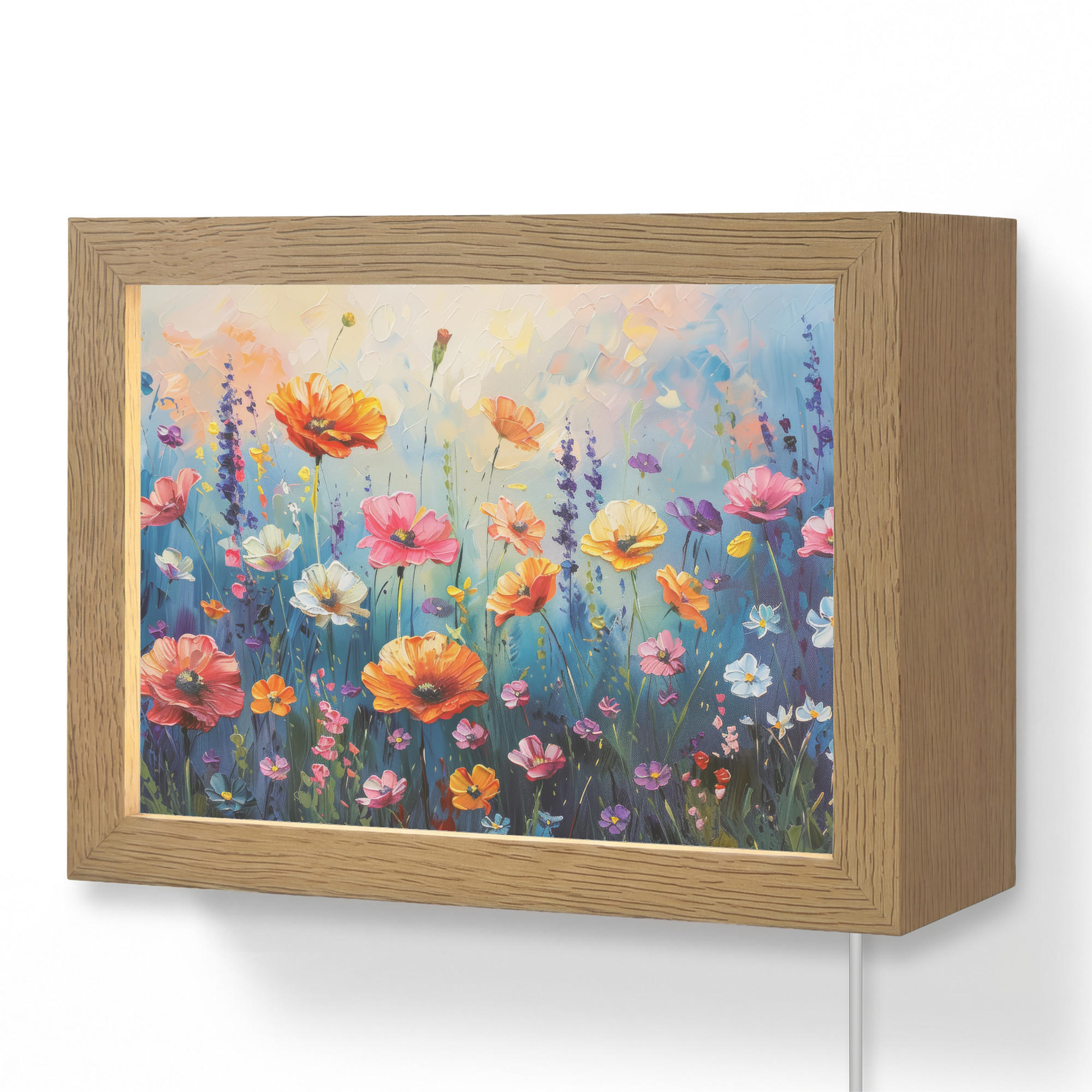 NÁSTĚNNÁ LAMPA Květiny - Příroda - Akvarel - Umění 20x15 cm - různobarevná, kompozitní dřevo (20/15/8cm) - OnlyWow