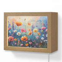 NÁSTĚNNÁ LAMPA Květiny - Příroda - Akvarel - Umění 20x15 cm - různobarevná, kompozitní dřevo (20/15/8cm) - OnlyWow