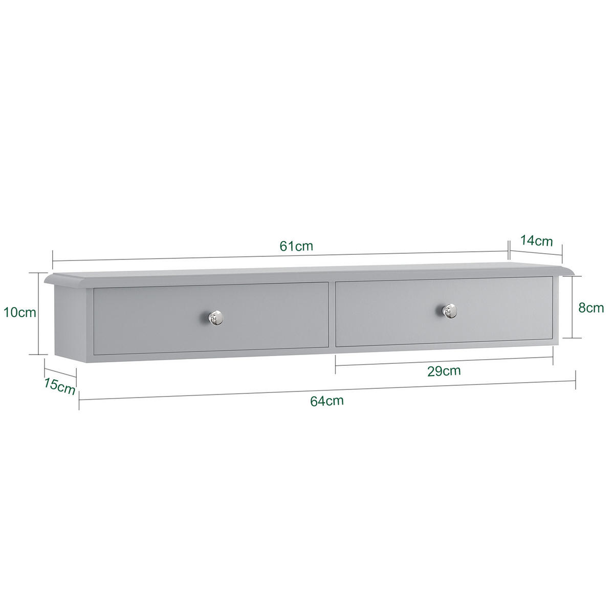WANDREGAL Grau - Grau, Holzwerkstoff (64/10/15cm) - SoBuy